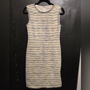 Tory Burch "Nicole" Blue & White Striped Sheath Dress Sz 6- Excelle nt Condition